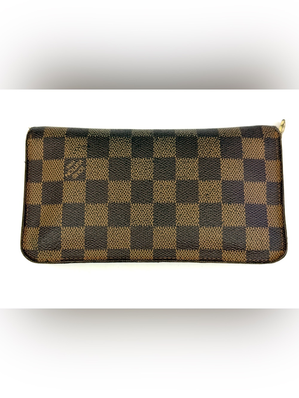 Authentic Louis Vuitton Damier Porte Monnaie Zip Leather Wallet N61728